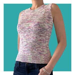 Central Park West Pastel Ribbed Scoop Neck Sleeveless Knit Sweater Vest Size S